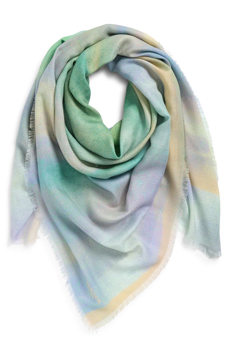 Lafayette 148 New York Aurora Silk Scarf, Alternate, color, Aurora Green Multi