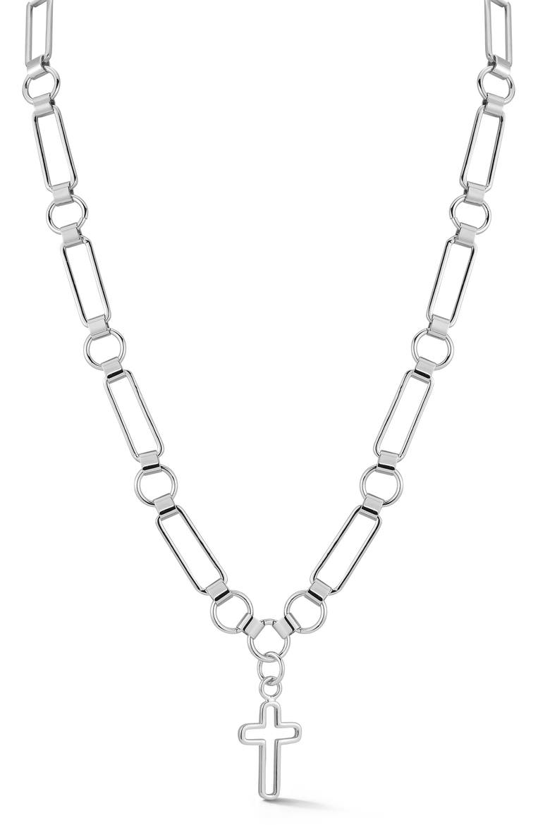 Cross Pendant Necklace, Main, color, SILVER