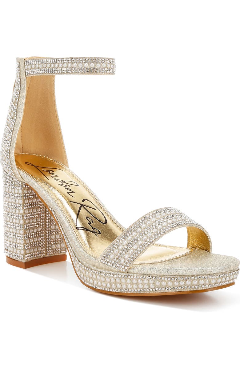 LONDON RAG Mejuri Faux Pearl Embellished Platform Sandal, Main, color, Gold
