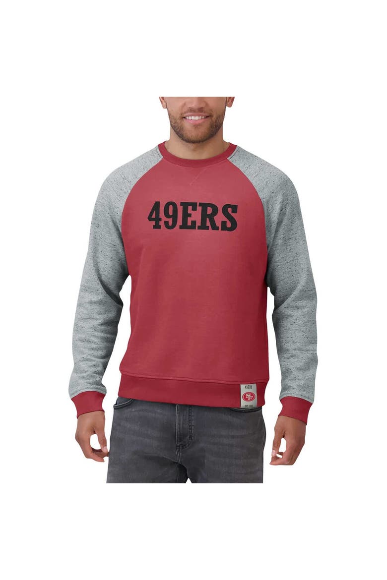 Men's Darius Rucker Collection by Fanatics Scarlet/Heather Gray San Francisco 49ers Colorblock Pullover Sweatshirt, Alternate, color, Scarlet