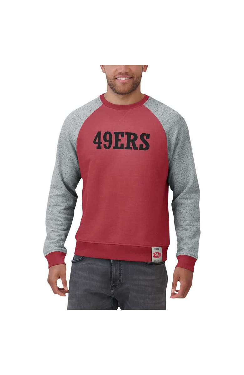 Darius Rucker Collection by Fanatics Men's Darius Rucker Collection by Fanatics Scarlet/Heather Gray San Francisco 49ers Colorblock Pullover Sweatshirt, Alternate, color, Scarlet