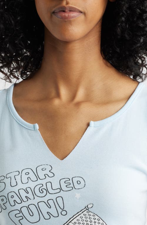 Shop Vinyl Icons Peanuts® Split Neck Graphic Tank In Nantucket Breeze