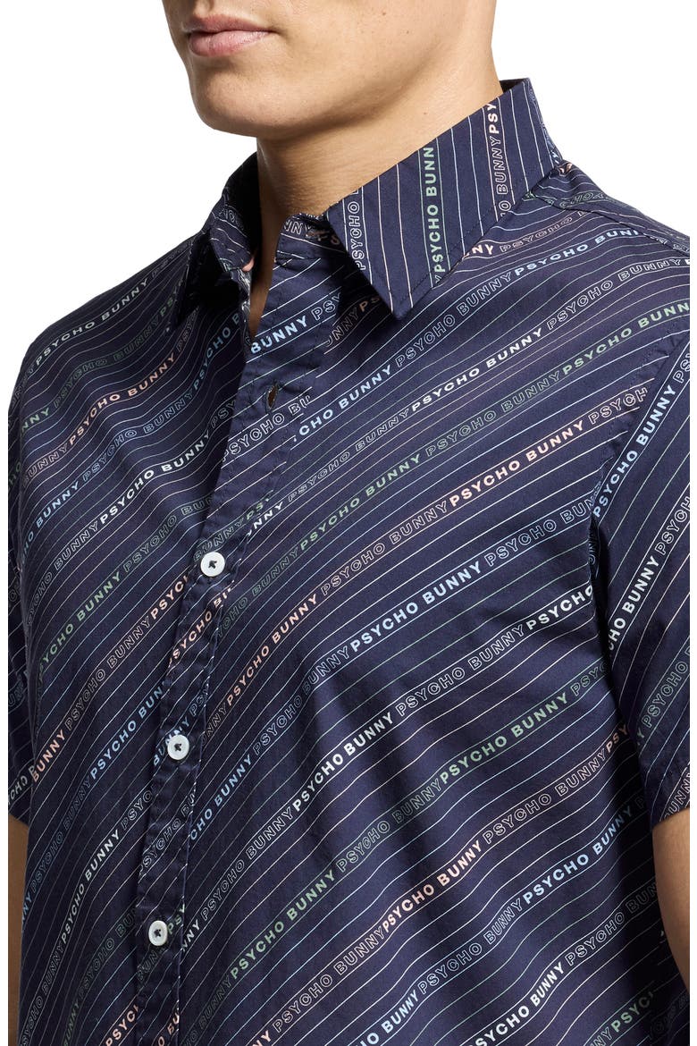 Renmark Short Sleeve Stretch Poplin Woven Button-Up Shirt, Alternate, color, EVENING BLUE