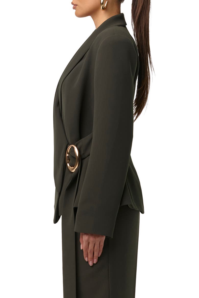 Asymmetric Wrap Blazer, Alternate, color, FOREST NIGHT