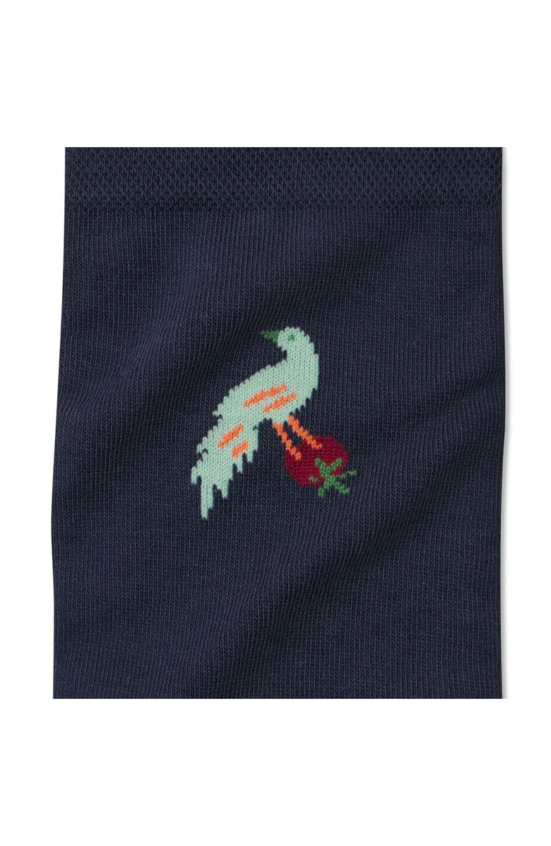 Bombas Bird with Tomato Dress Socks, Alternate, color, Navy Bird