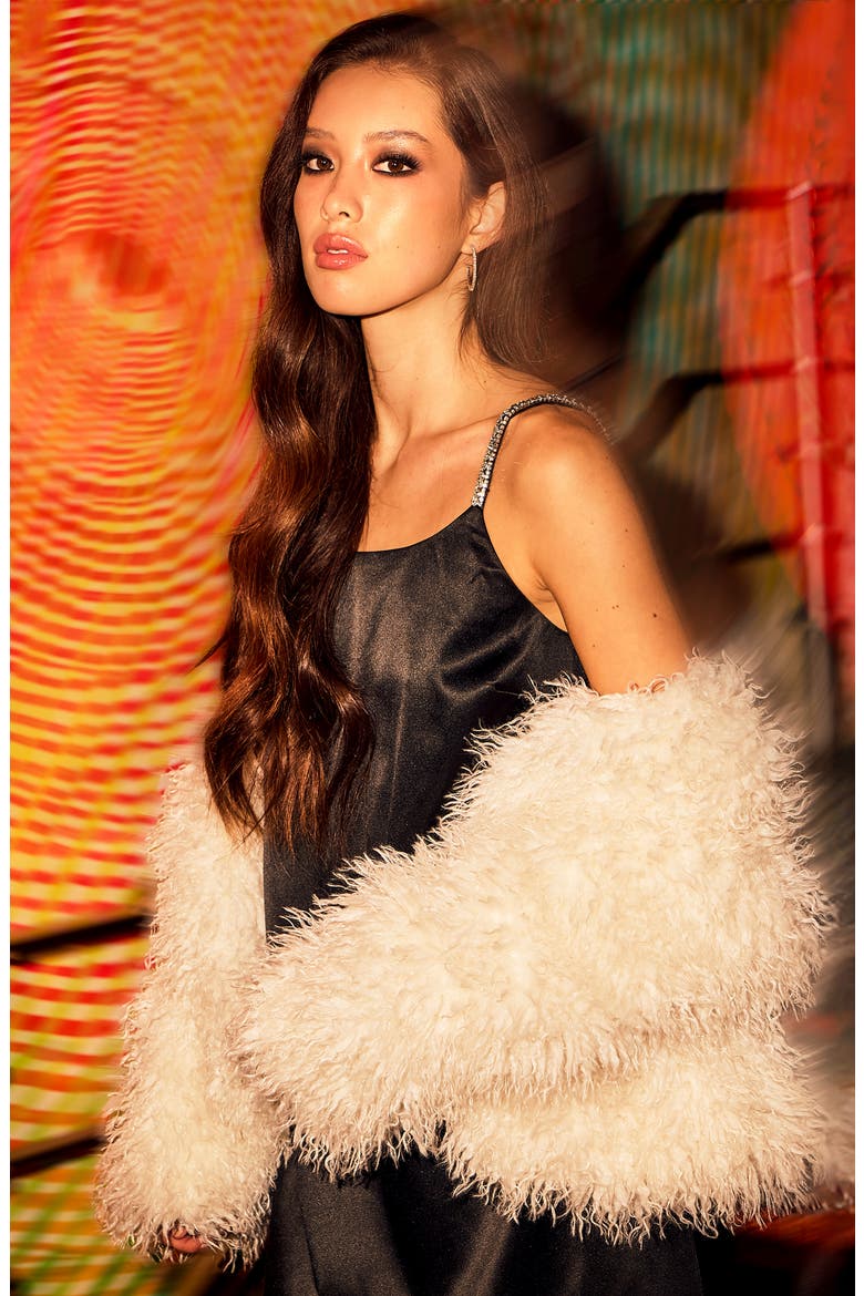 Shaggy Faux Fur Open Front Jacket, Alternate, color, IVORY