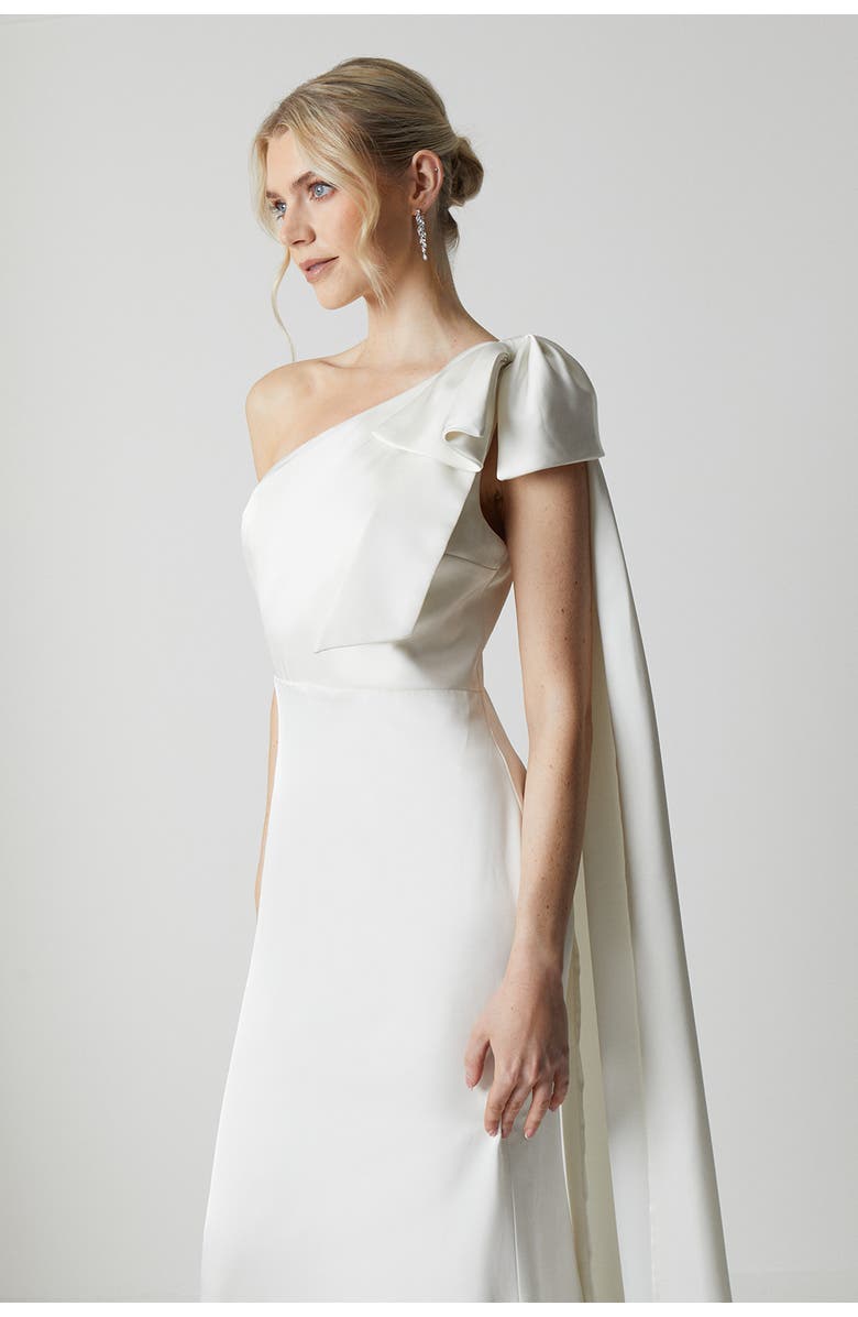 Coast One Shoulder Satin Wedding Dress, Alternate, color, Ivory