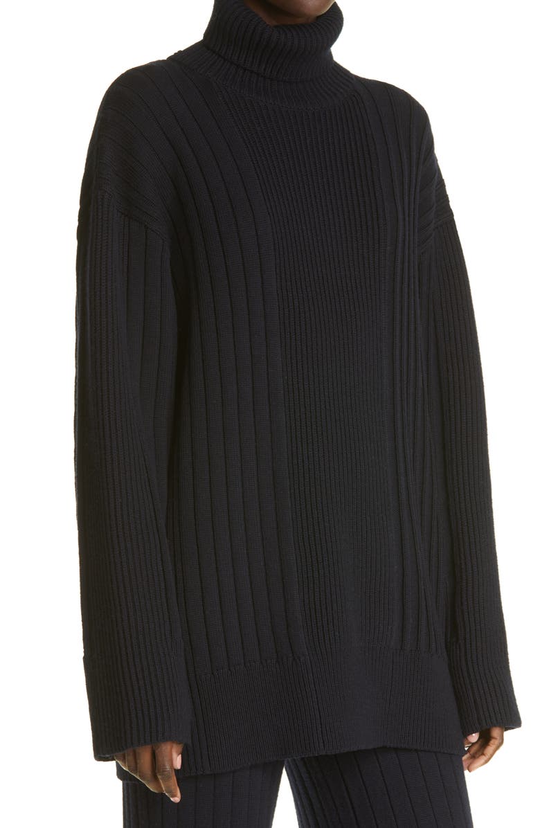 St. John Evening St. John Collection Turtleneck Rib Knit Sweater, Alternate, color, 