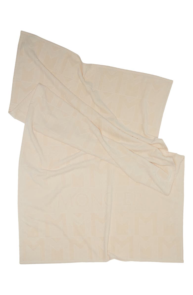 Moncler Monogram Jacquard Cotton Beach Towel, Main, color,