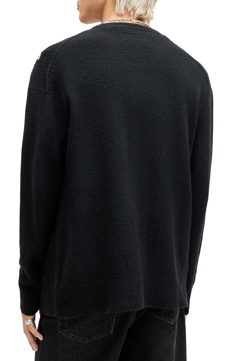 AllSaints Scripture Wool Blend Cardigan, Alternate, color, 