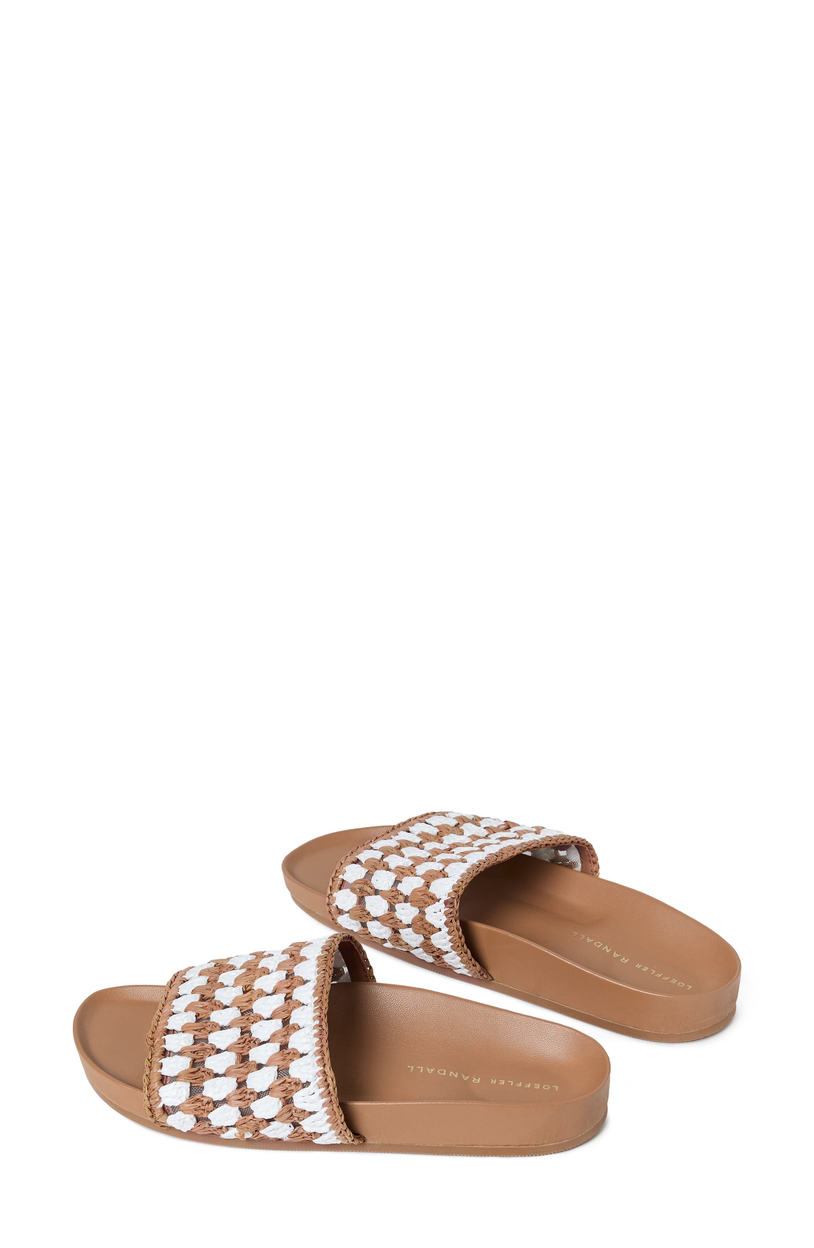 Loeffler Randall Henri Crochet Raffia Slide Sandal, Alternate, color, Cream-Brown Cream