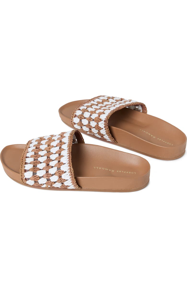 Loeffler Randall Henri Crochet Raffia Slide Sandal, Alternate, color, Cream-Brown Cream