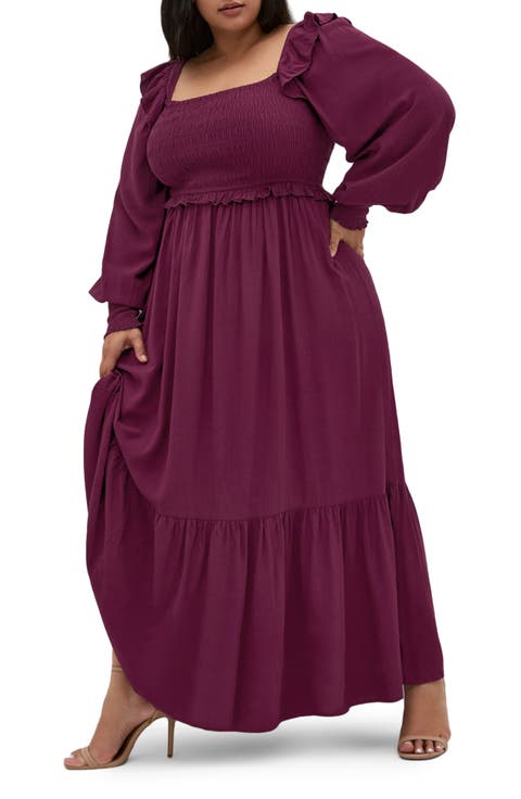 Saddie Long Sleeve Maxi Dress (Plus)