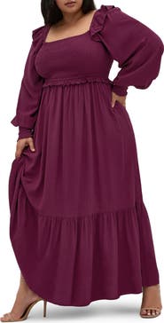 City Chic Saddie Long Sleeve Maxi Dress