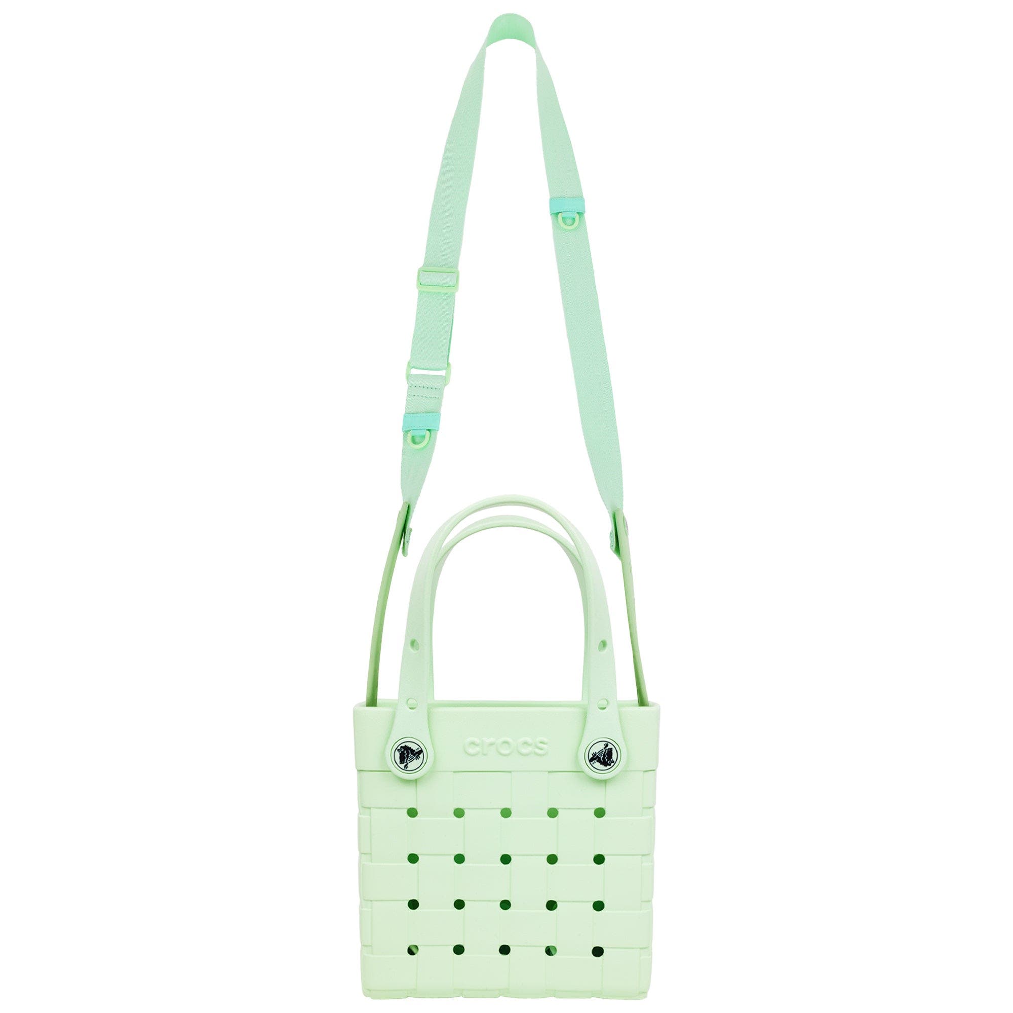 Small Woven Style Crossbody Tote with Top Handles and removeable crossbody strap, Alternate, color, SERENE GREEN