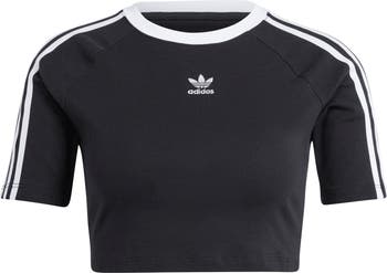 ★ adidas★ Baby Crop Tee Black JN3013 adidas Originals 3 stripe baby cropped t-shirt in black | ASOS