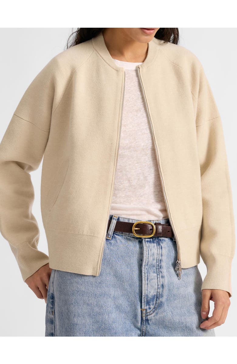 Albaray Knitted Bomber Jacket, Alternate, color, Cream