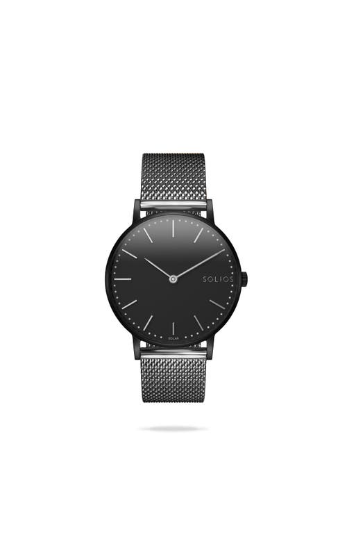 Solios Watches The Solar Classic | Black Dial In Grey Mesh Metal