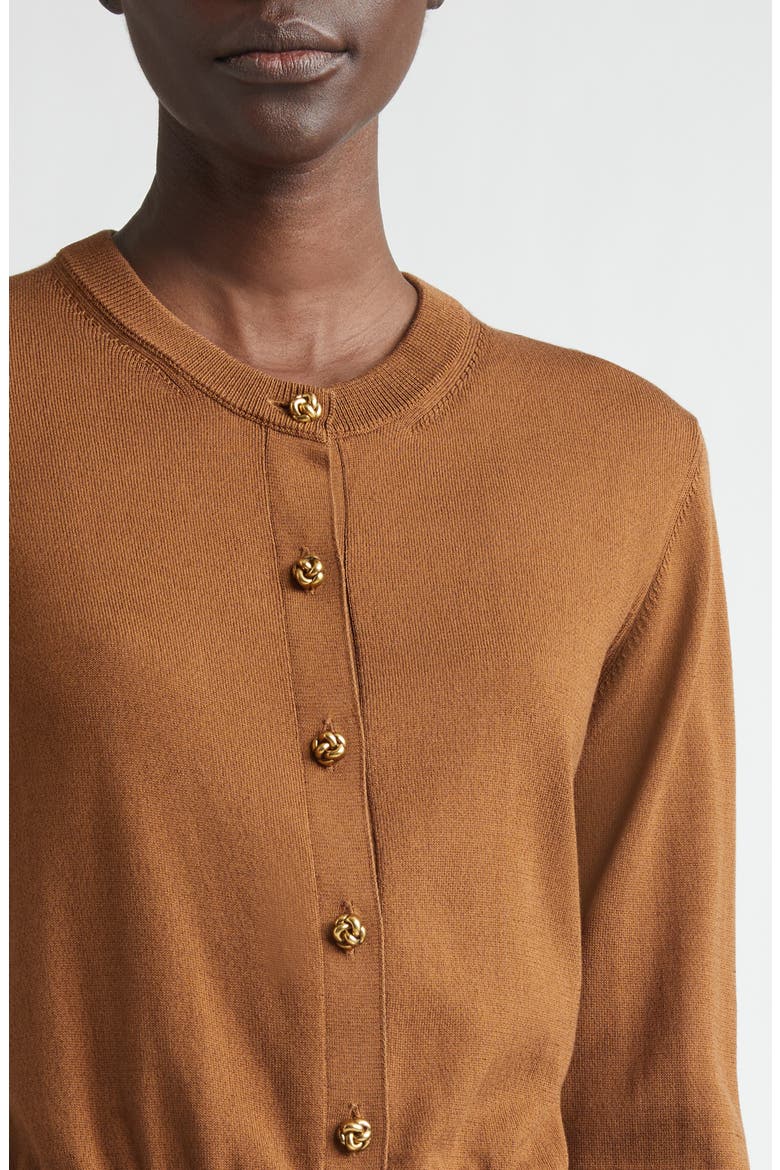 Maddox Cotton & Silk Cardigan, Alternate, color, TOFFEE