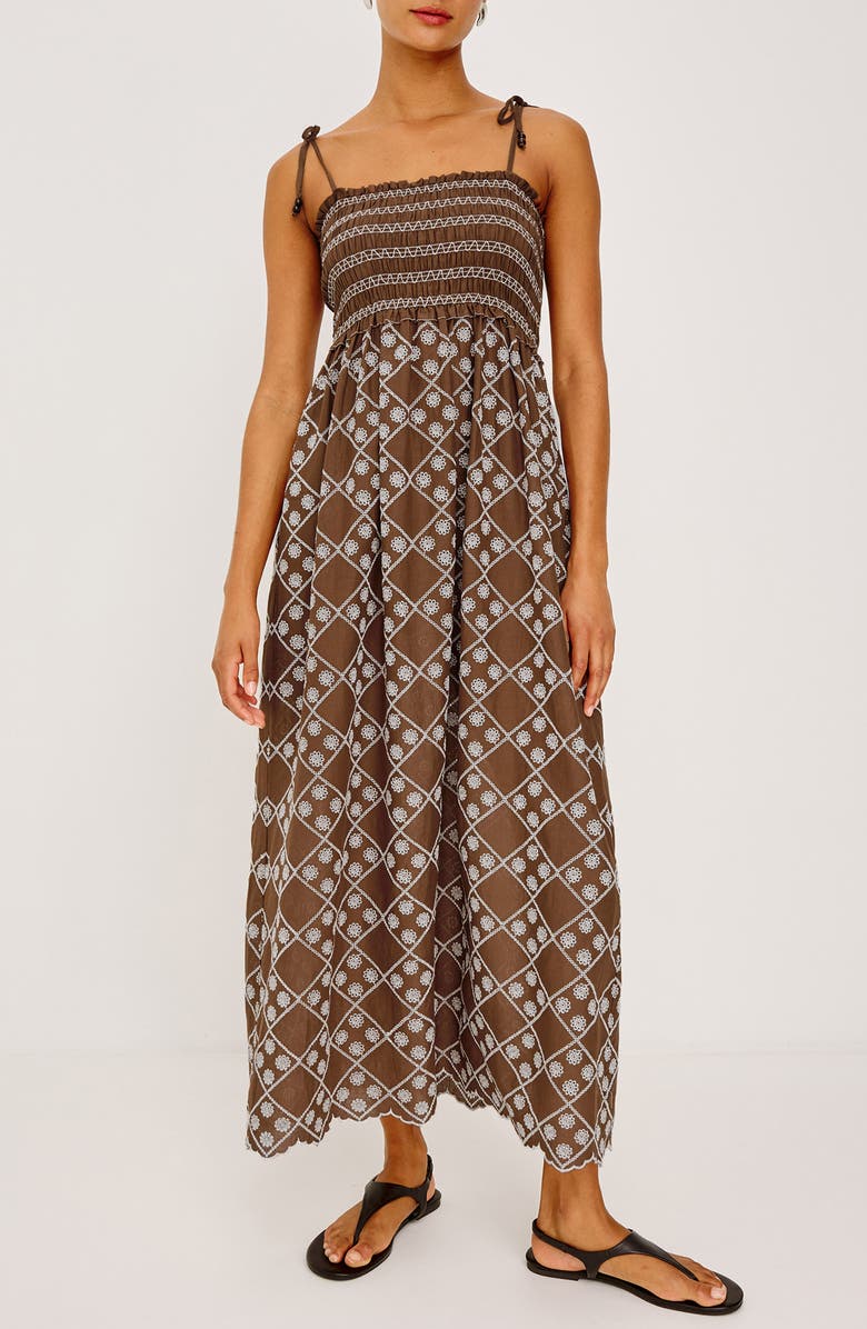 Rails Becca Floral Embroidery Maxi Dress, Main, color, Cocoa Daisy Embroidery