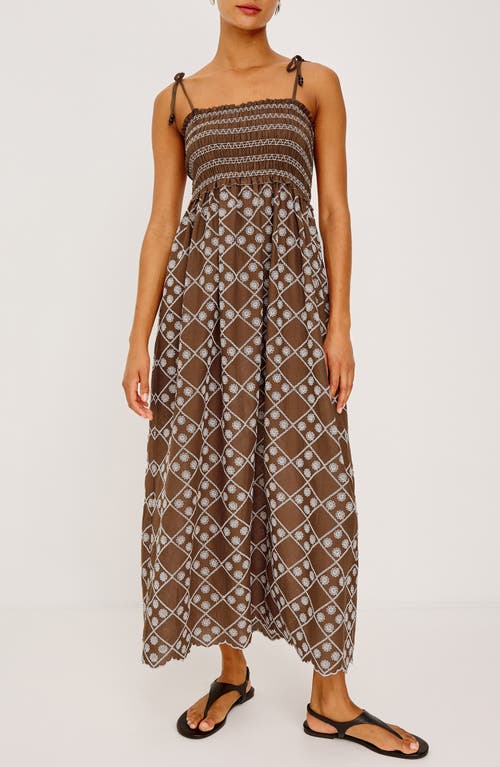 Rails Becca Floral Embroidery Maxi Dress in Cocoa Daisy Embroidery at Nordstrom, Size Small