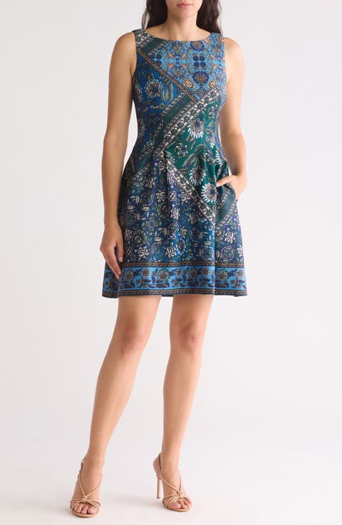Floral Sleeveless Fit & Flare Dress