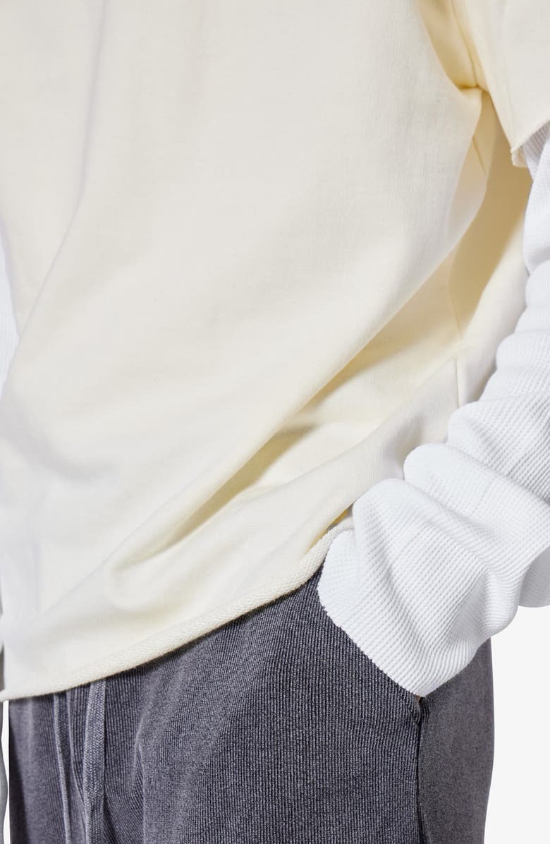 mnml Cotton French Terry Layered Long Sleeve T-Shirt, Alternate, color, Cream