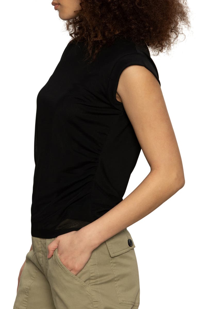 Sanctuary Charisma Cap Sleeve Mesh Top, Alternate, color, Black