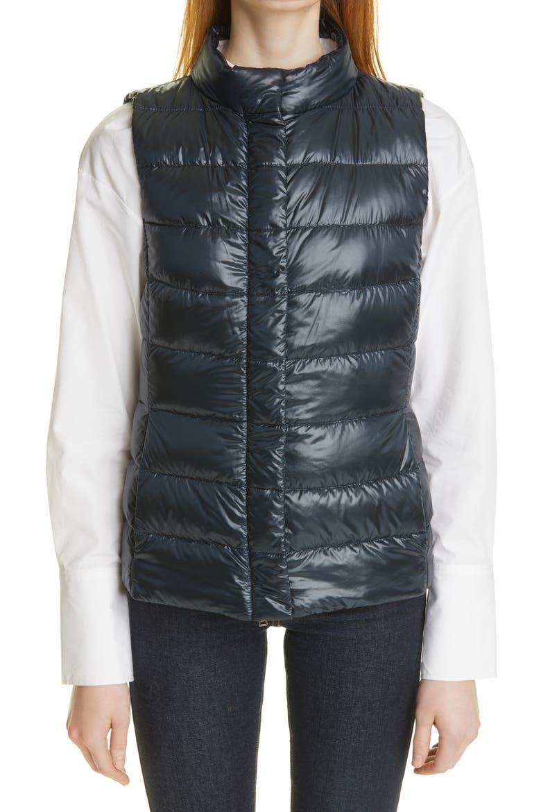 Short Quilted Down Vest, Main, color, BLUE