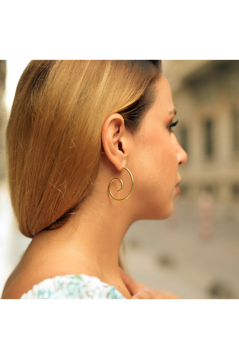 Spiral Sterling Silver Stud Earrings, Alternate, color, Gold
