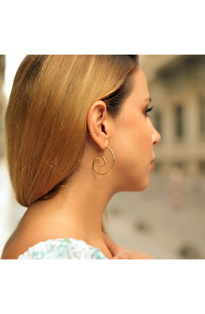 Spero London Spiral Sterling Silver Stud Earrings, Alternate, color, Gold