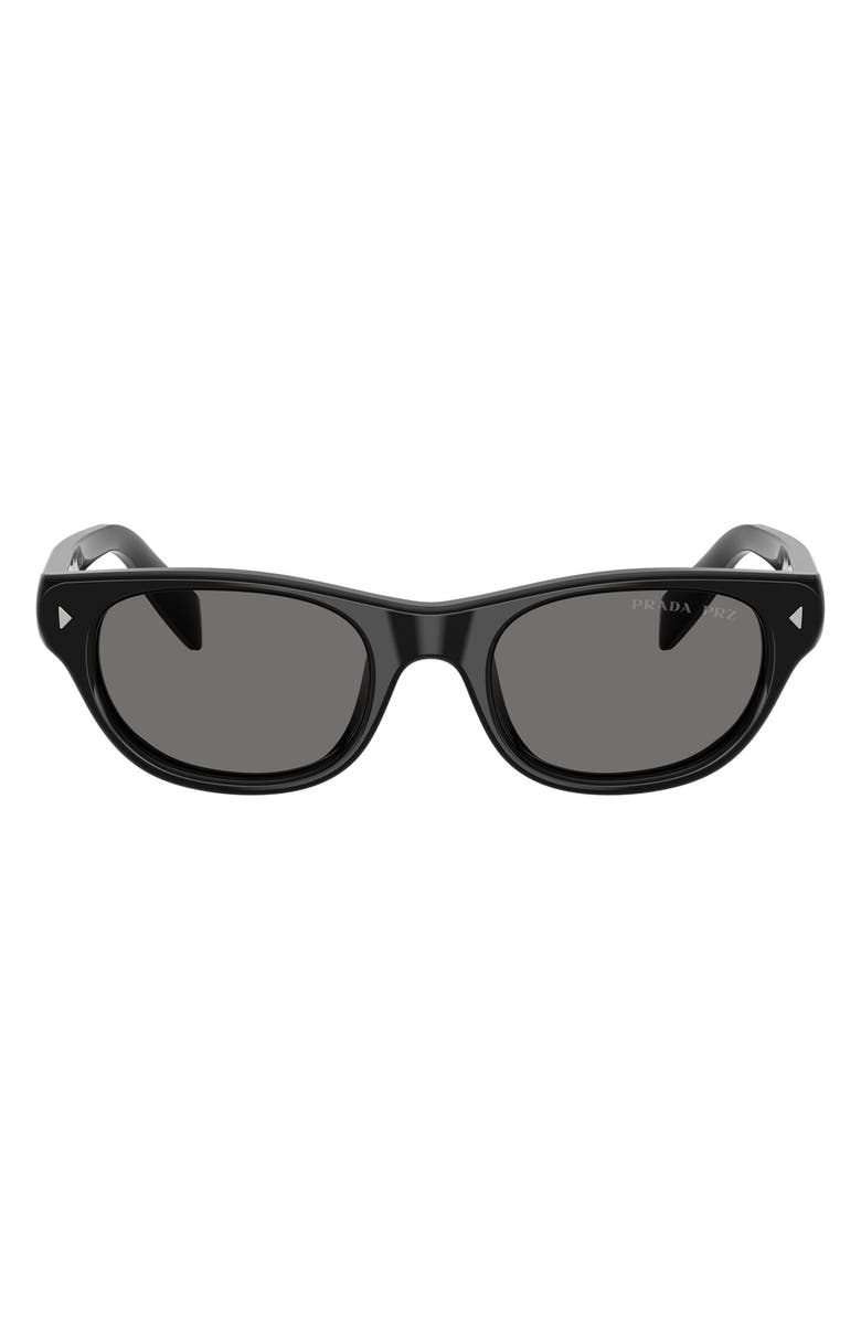 Prada 52mm Polarized Cat Eye Sunglasses, Main, color, Black / Dark Grey Polar