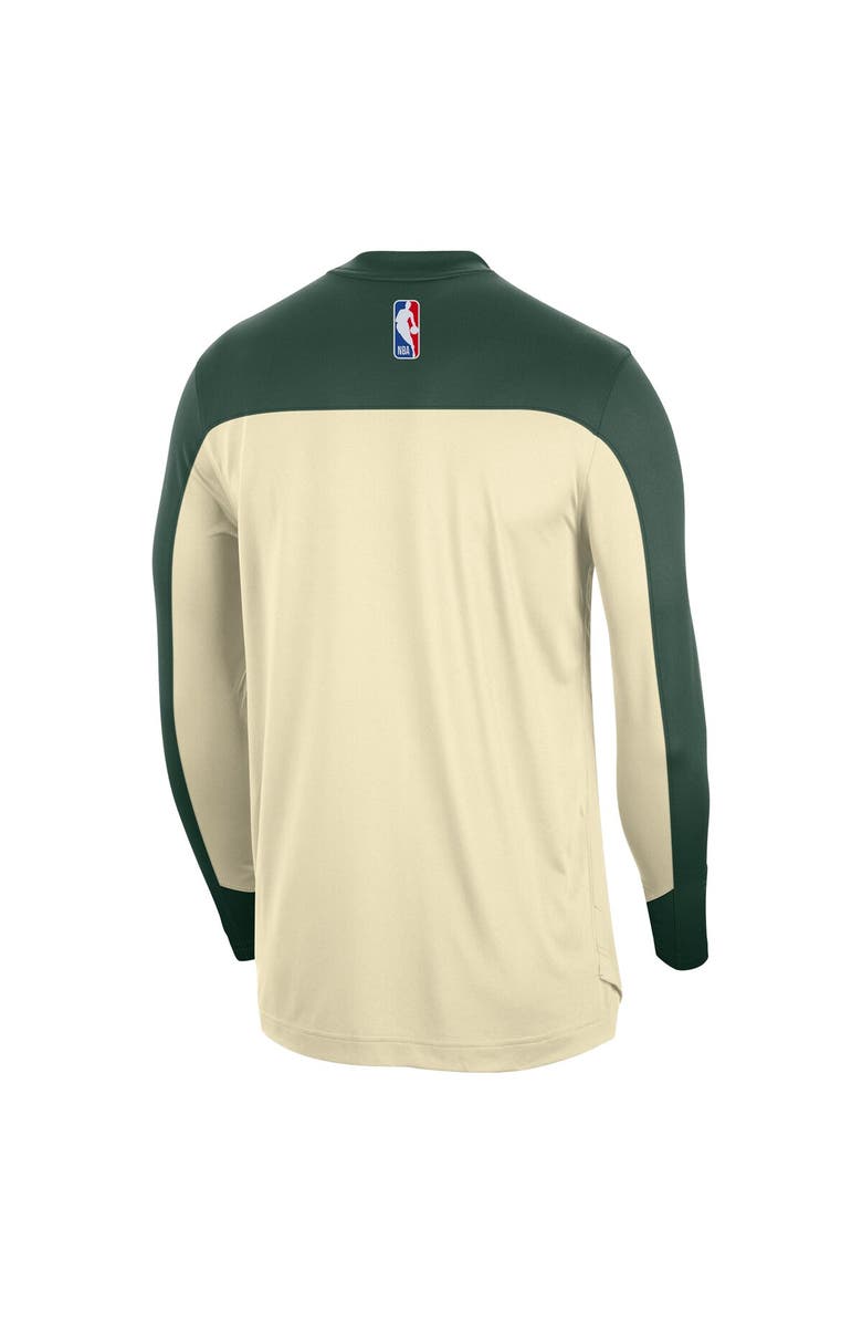 Nike Men's Nike Cream Milwaukee Bucks 2024/25 Authentic Pre-Game Legend Long Sleeve Shooting Shirt, Alternate, color, Cream