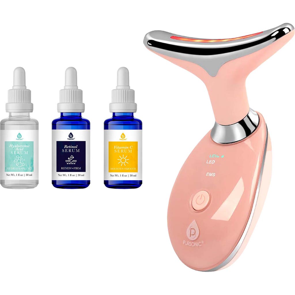 Pursonic 7-in-1 Led Beauty Device & Anti-aging Serum Set Bundle In Multi