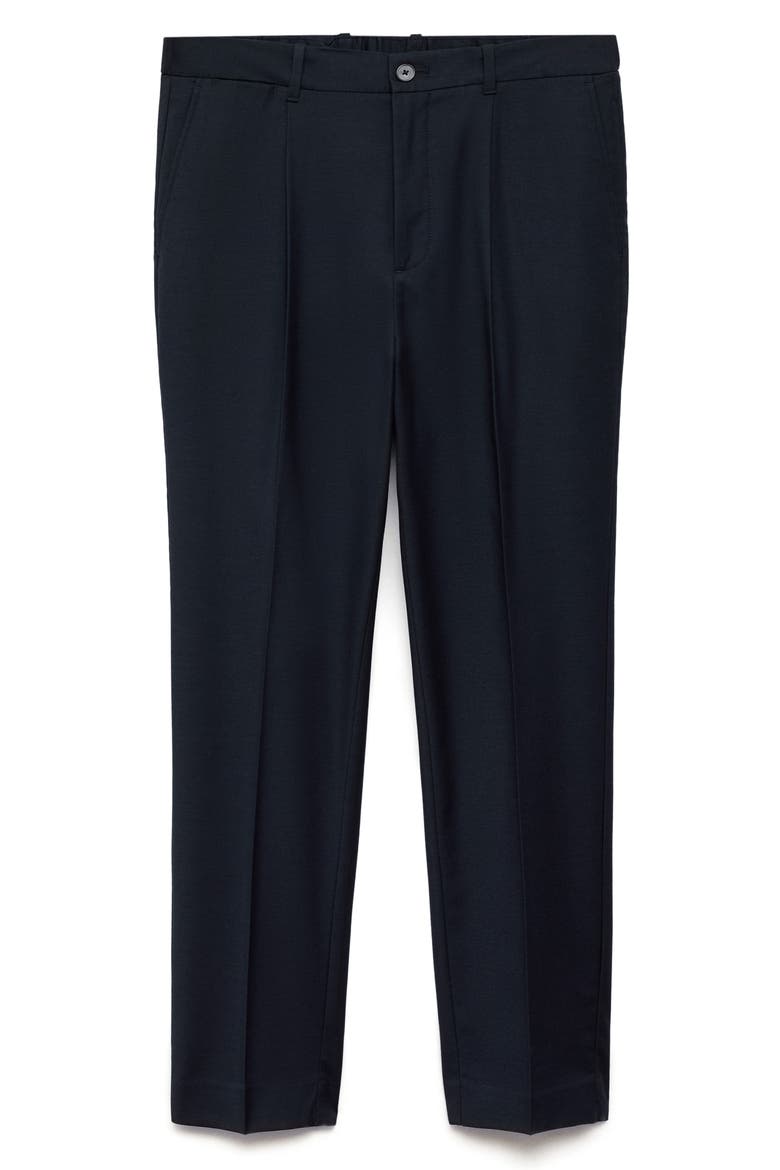Pleated Slim Fit Dress Pants, Main, color, DARK NAVY