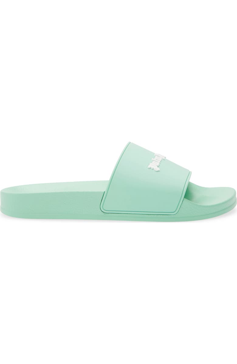 Palm Angels Logo Pool Slide Sandal, Alternate, color, Turquoise White