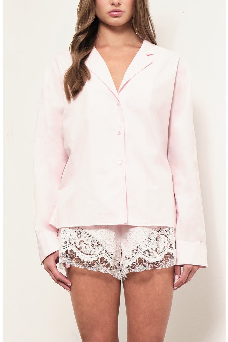 Rue Eyelash Lace Trim Shorts, Alternate, color, BABY PINK