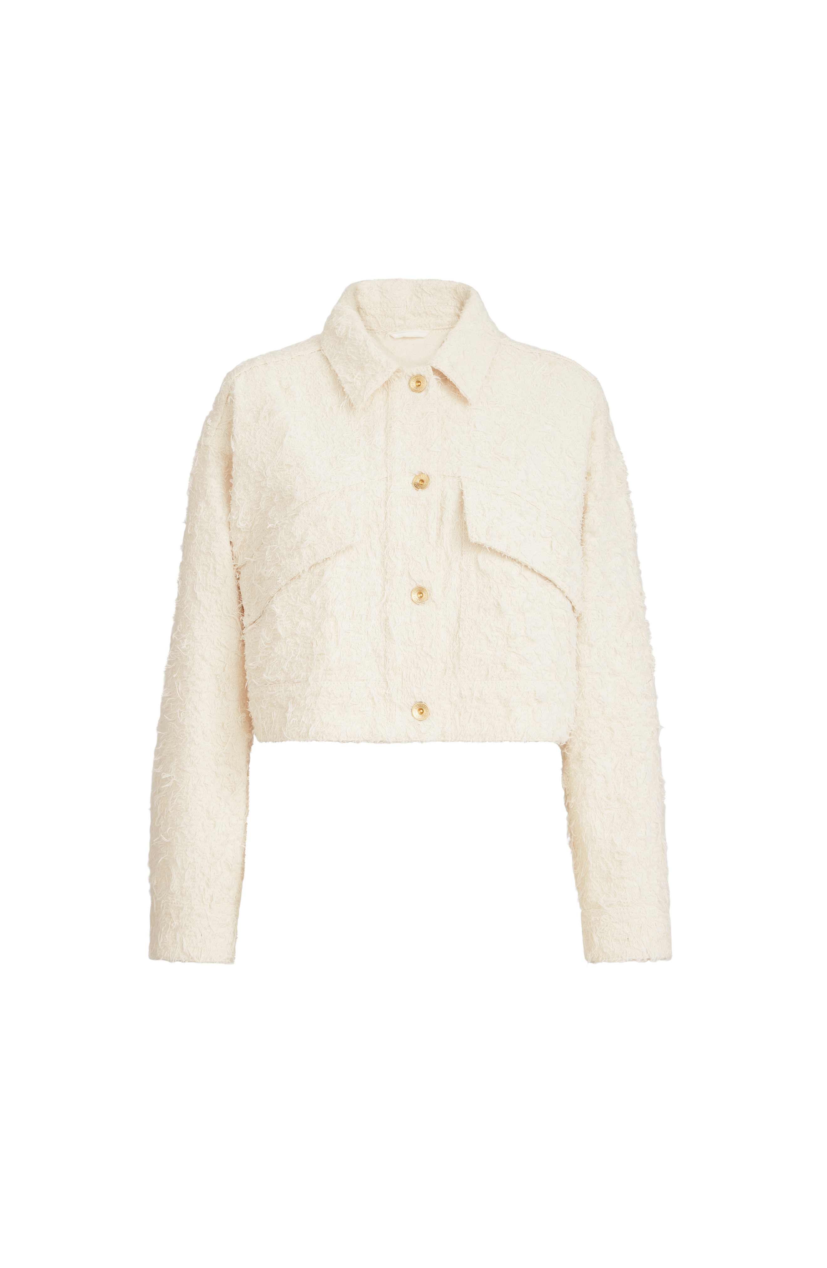 Fuzzy denim outerwear jacket - image 2