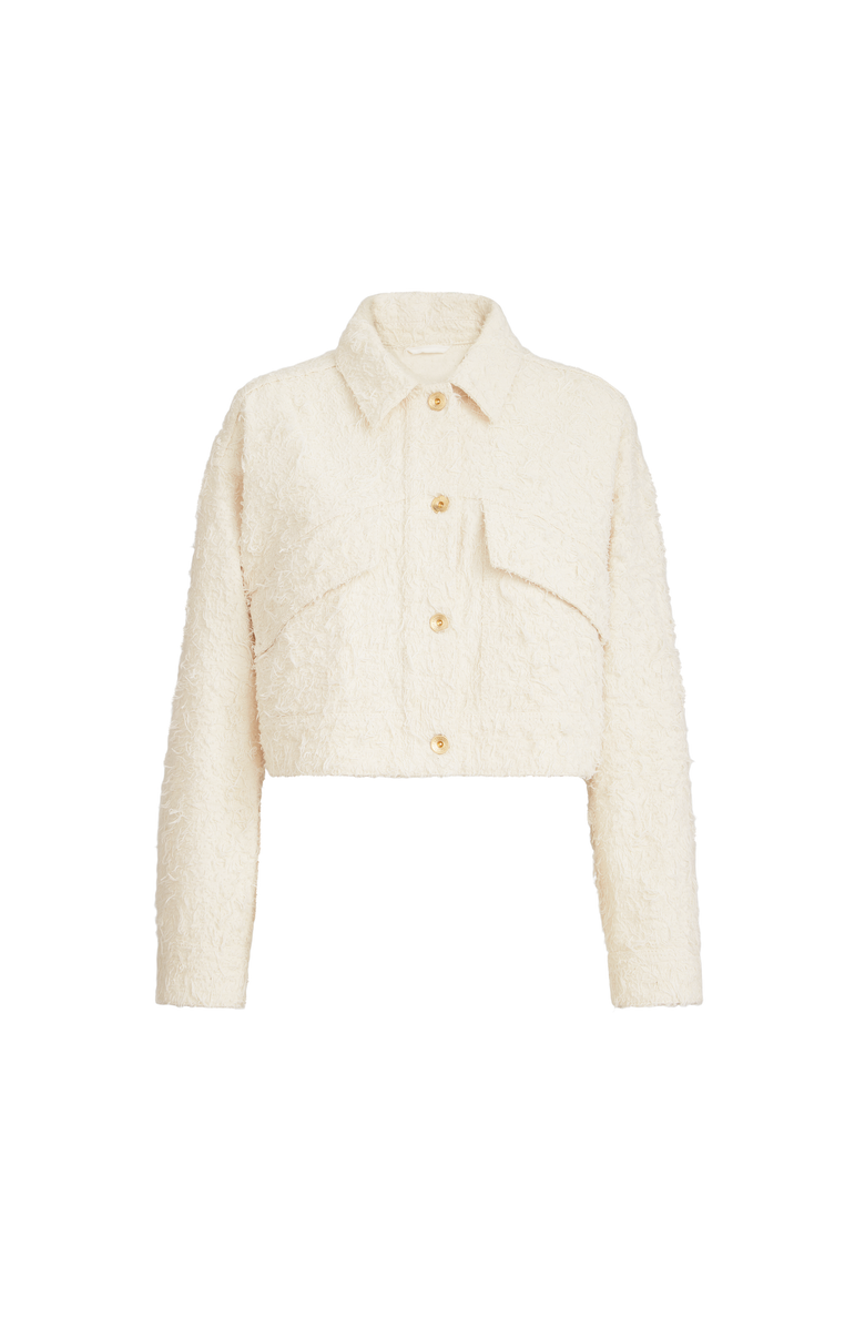 Brunello Cucinelli Fuzzy denim outerwear jacket, Alternate, color, Ivory
