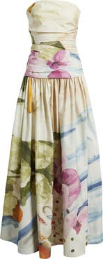 Acler Nershall Print Strapless Gown