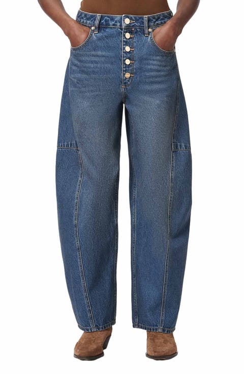 Carter Button Fly High Waist Barrel Jeans