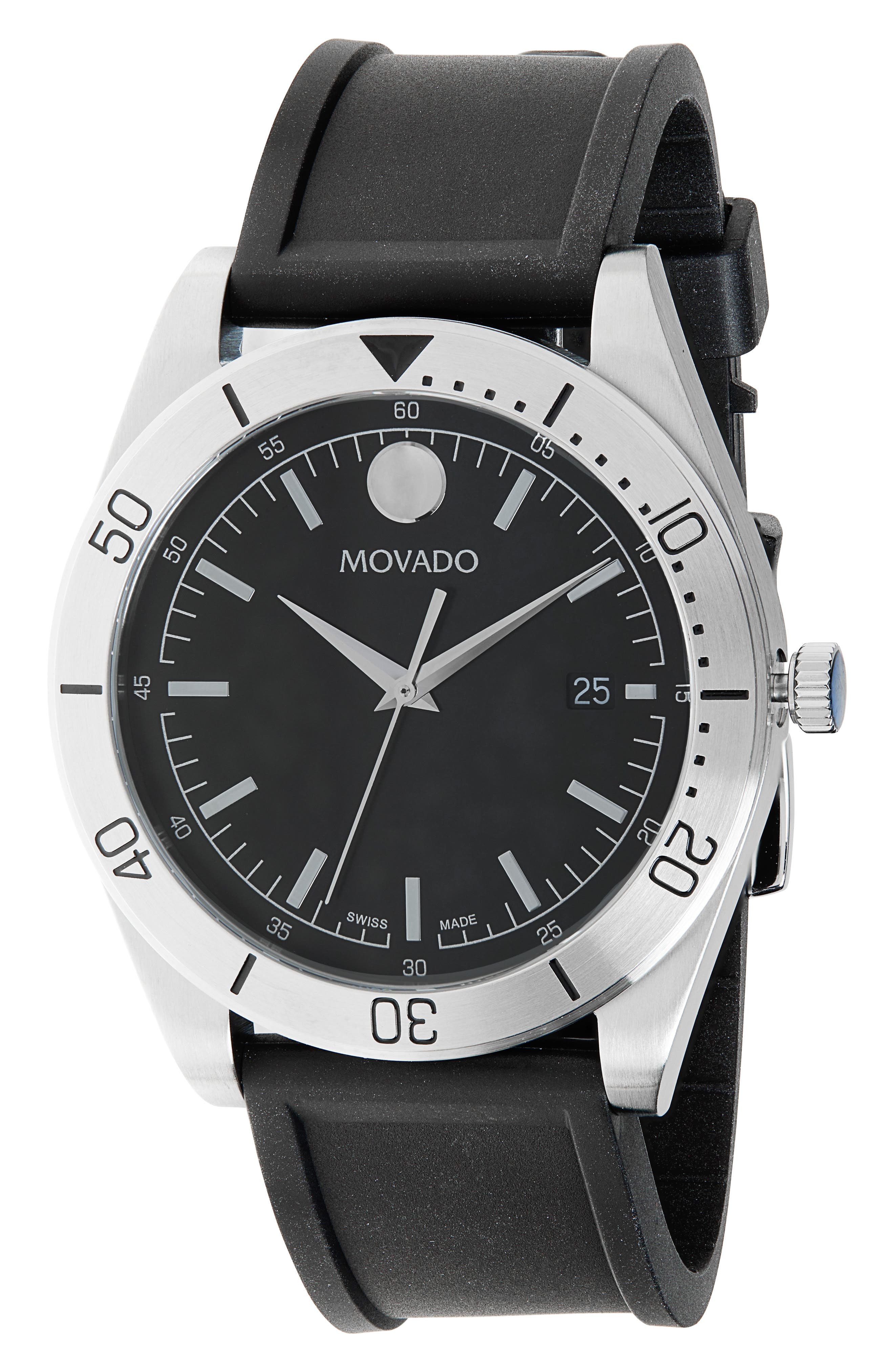 Movado Sportivo Rubber Strap Watch, 41mm