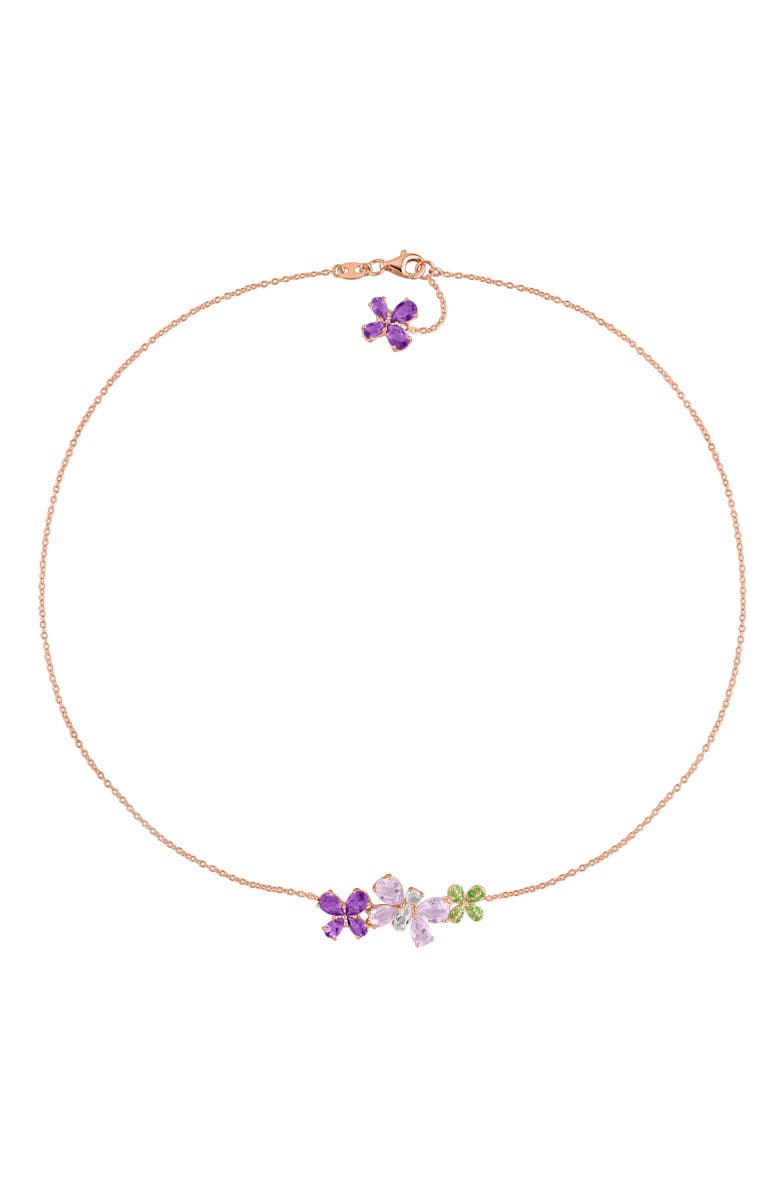 Julianna B. Multi-Gem Butterfly & Flower Necklace Rose Silver, Alternate, color, Rose-Plated Sterling Silver