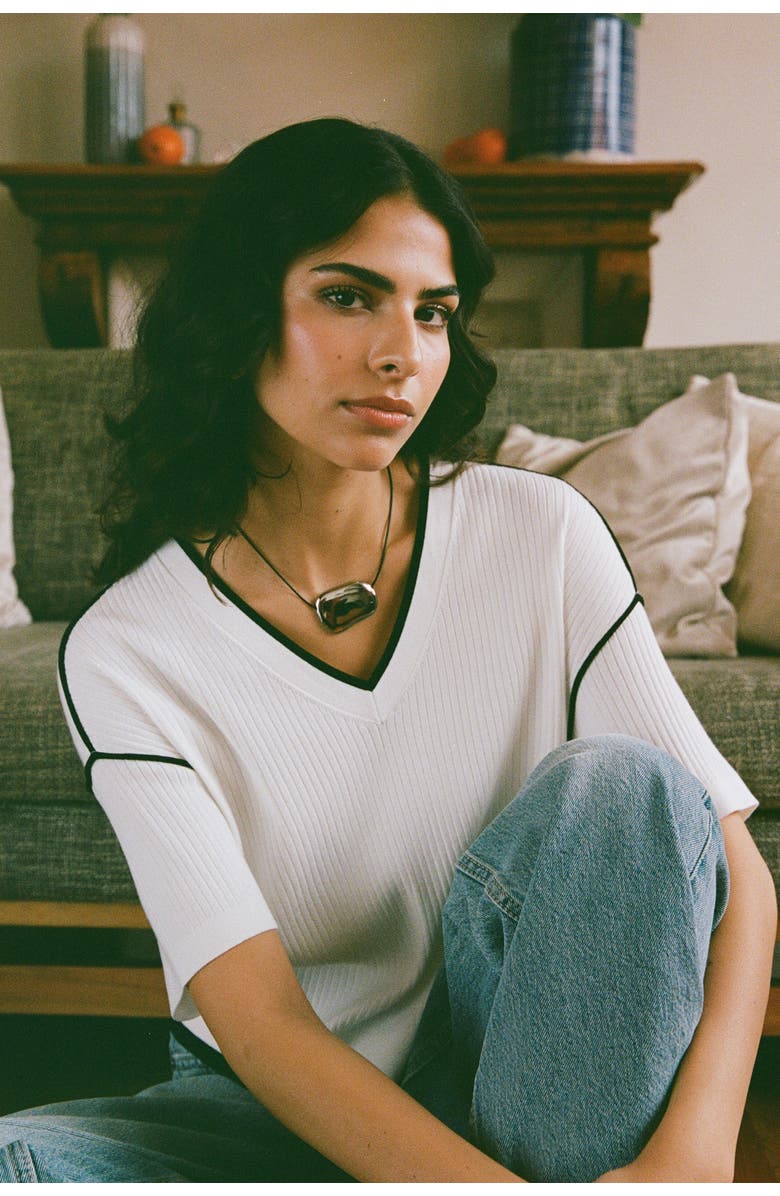 KADA The Awaken Rib V-Neck, Alternate, color, Salt