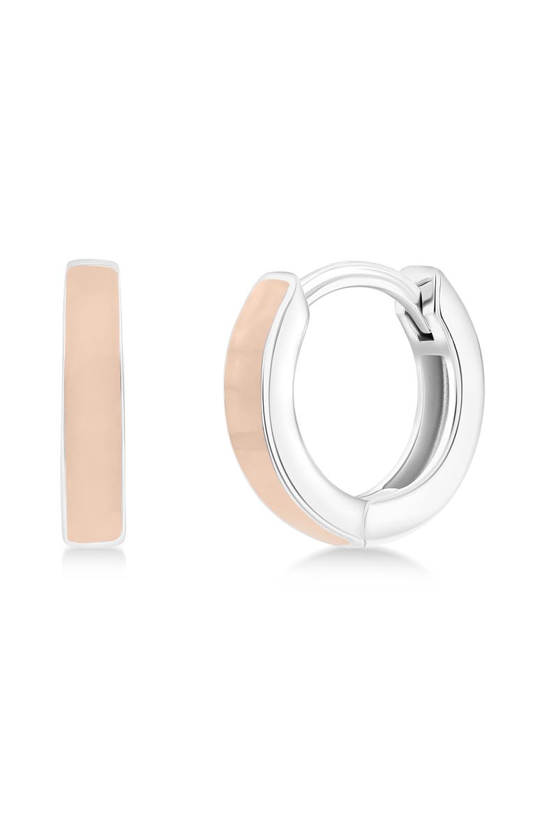 Enamel Huggie Hoop Earrings, Main, color, SAND