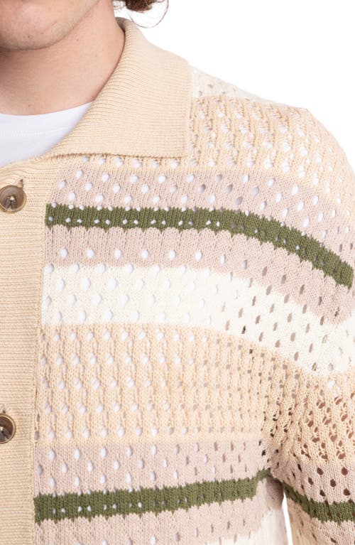 Paisley & Gray Open Knit Collar Cardigan In Neutral