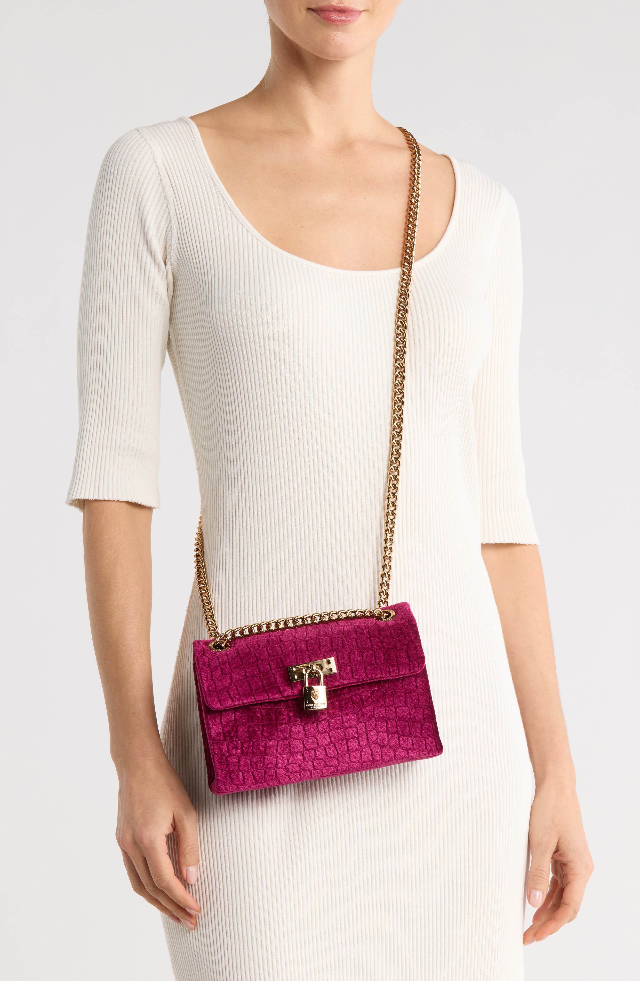 Kurt Geiger London Mini Brixton Velvet Crossbody Bag, Alternate, color, Medium Red