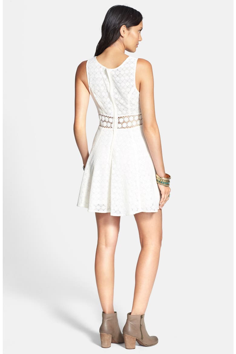 'Daisy' Lace Fit & Flare Dress, Alternate, color, IVORY