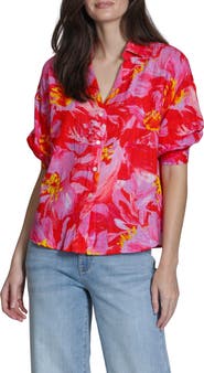 APNY Floral Blouson Sleeve Button-Up Shirt