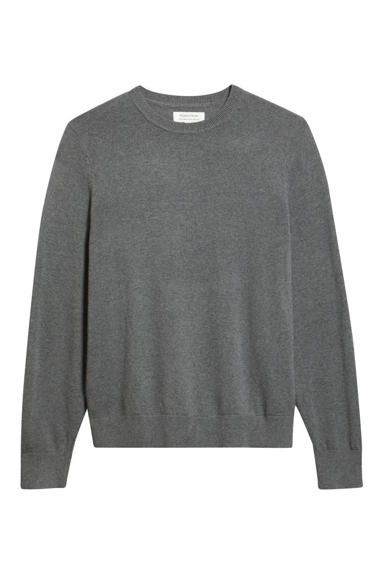 Italian Merino Wool Crewneck Sweater, Alternate, color, GREY TURBULENCE HEATHER